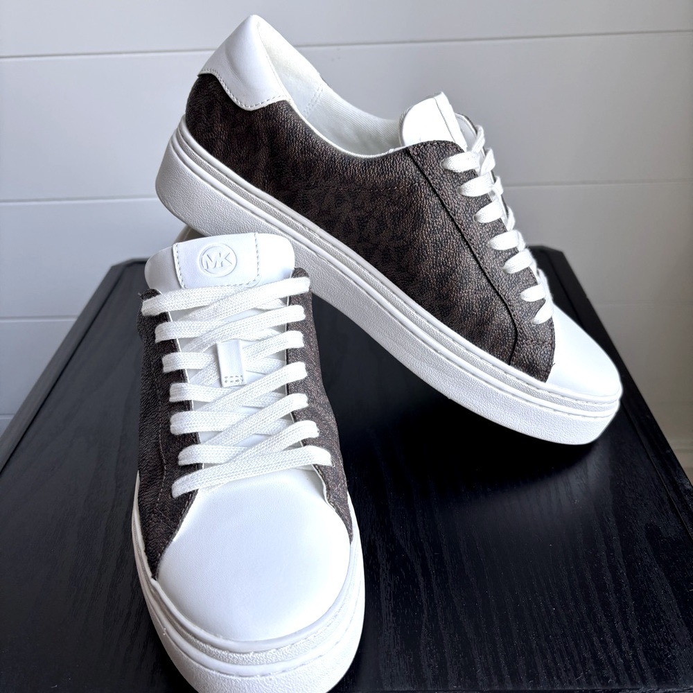 Michael Kors Brown and White Low-Top Sneakers